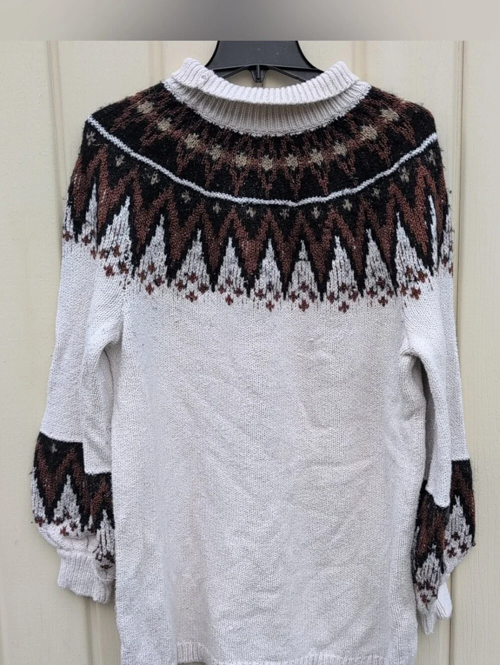 Free People Sweater Womens Medium Nordic Fairisle Chunky Knit Tunic Dress Casual